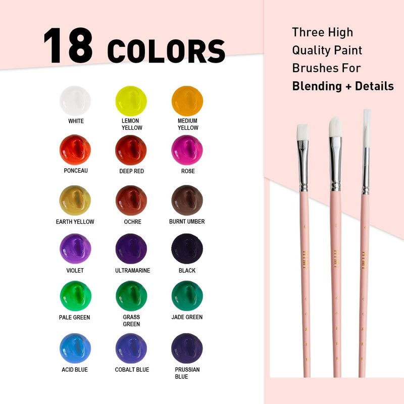 HIMI Gouache Paints Set, 18 Colors, 30g, jelly gouache paint set, Non Toxic Paint for Canvas and Paper, Art Supplies for Professionals, and More (Pink Case) - Image 5